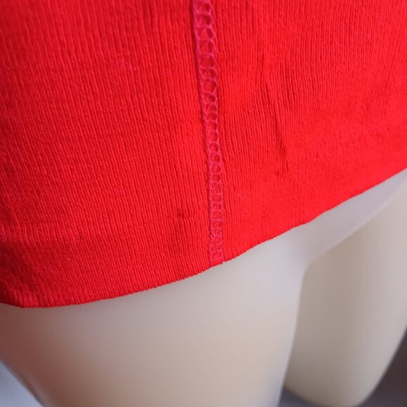 Womens T-shirt Medium 1970's Vintage Red Long Sleeve Glam Top Acrylic Crew Neck - Picture 4 of 5